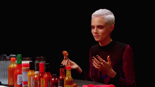 Hot Ones - Cara Delevingne Shows Her Hot Sauce Balls While Eating Spicy Wings