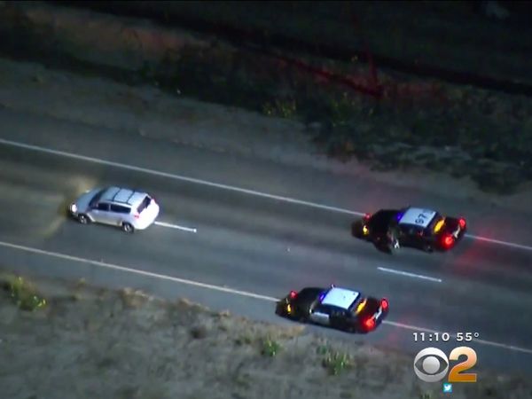 Car Chase - Wild Pursuits: 2013 - Police chase on PCH ends with spike strip near Point Mugu
