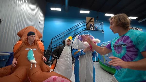 Unspeakable - Last to Leave Bathroom wins $10,000 Cash! / Extreme Total Wipeout Challenge VS Friends!