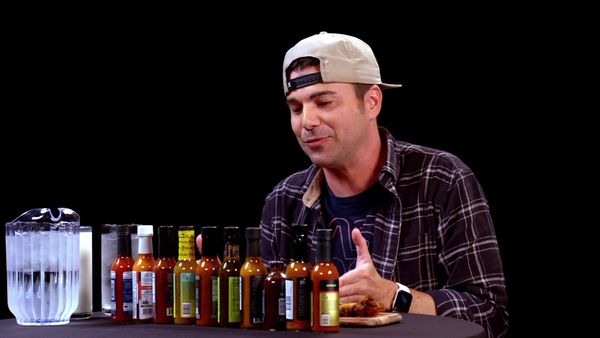 Hot Ones - Mark Rober Gives Up on Science While Eating Spicy Wings