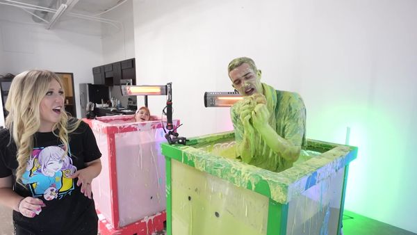 Preston & Brianna - Overnight Survival Challenge vs Boy Scouts / One-Colored Slime Pool Challenge