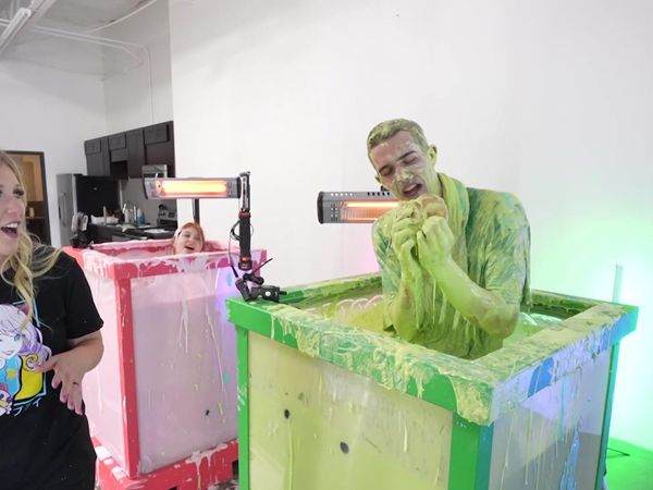 Preston & Brianna - Overnight Survival Challenge vs Boy Scouts / One-Colored Slime Pool Challenge