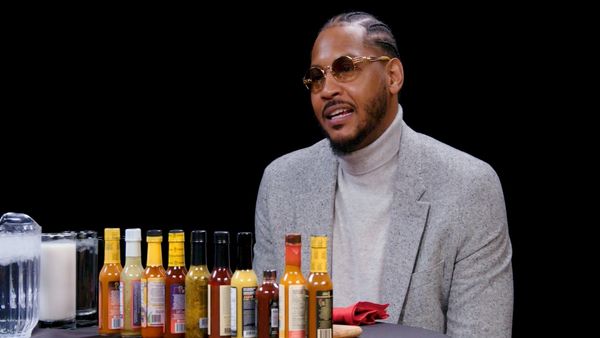 Hot Ones - Carmelo Anthony Goes Hard in the Paint While Eating Spicy Wings
