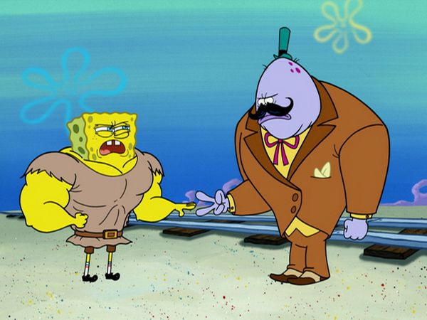 Bob Esponja Calça Quadrada - Esponja roxa / Homem Sereia Versus Bob Esponja