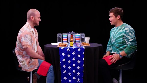 Hot Ones - Adam DeVine Gets Patriotic While Eating Spicy Wings