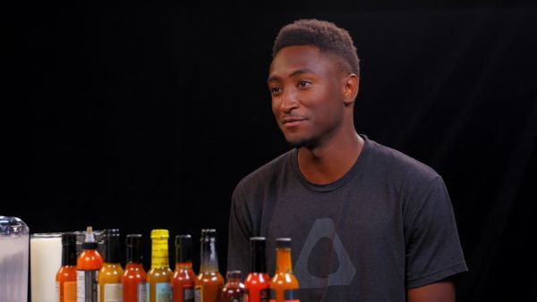 Hot Ones - Marques Brownlee Ranks Hot Sauce Labels While Eating Spicy Wings