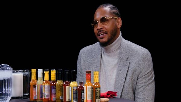 Hot Ones - Carmelo Anthony Goes Hard in the Paint While Eating Spicy Wings