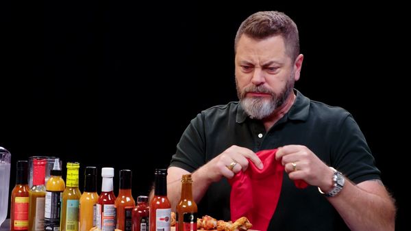 Hot Ones - Nick Offerman Gets the Job Done While Eating Spicy Wings