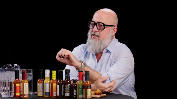 Hot Ones - Andrew Zimmern Has a Bucket List Moment While Eating Spicy Wings