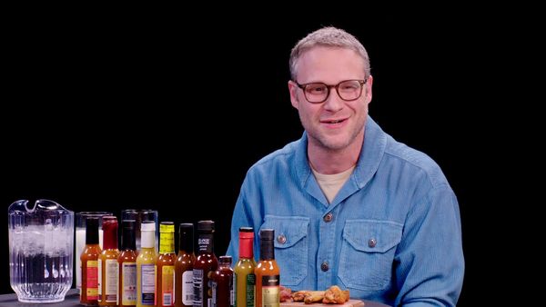 Hot Ones - Seth Rogen Scorches His Tongue While Eating Spicy Wings