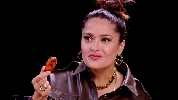 Hot Ones - Salma Hayek Adopts Sean Evans While Eating Spicy Wings
