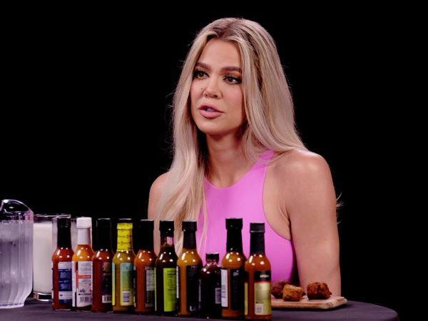 Hot Ones - Khloe Kardashian Holds Back Tears While Eating Spicy Wings