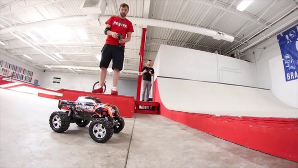 Andrew Schrock - RC Monster Truck at a Skatepark / RC Truck vs. Skatepark Ramp