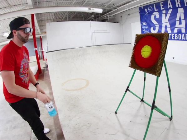 Andrew Schrock - Father vs. Son Bottle Flip with Nerf Defense