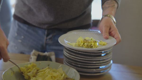 Rachael Ray in Tuscany - Truffle Eggs with Chips and Chives